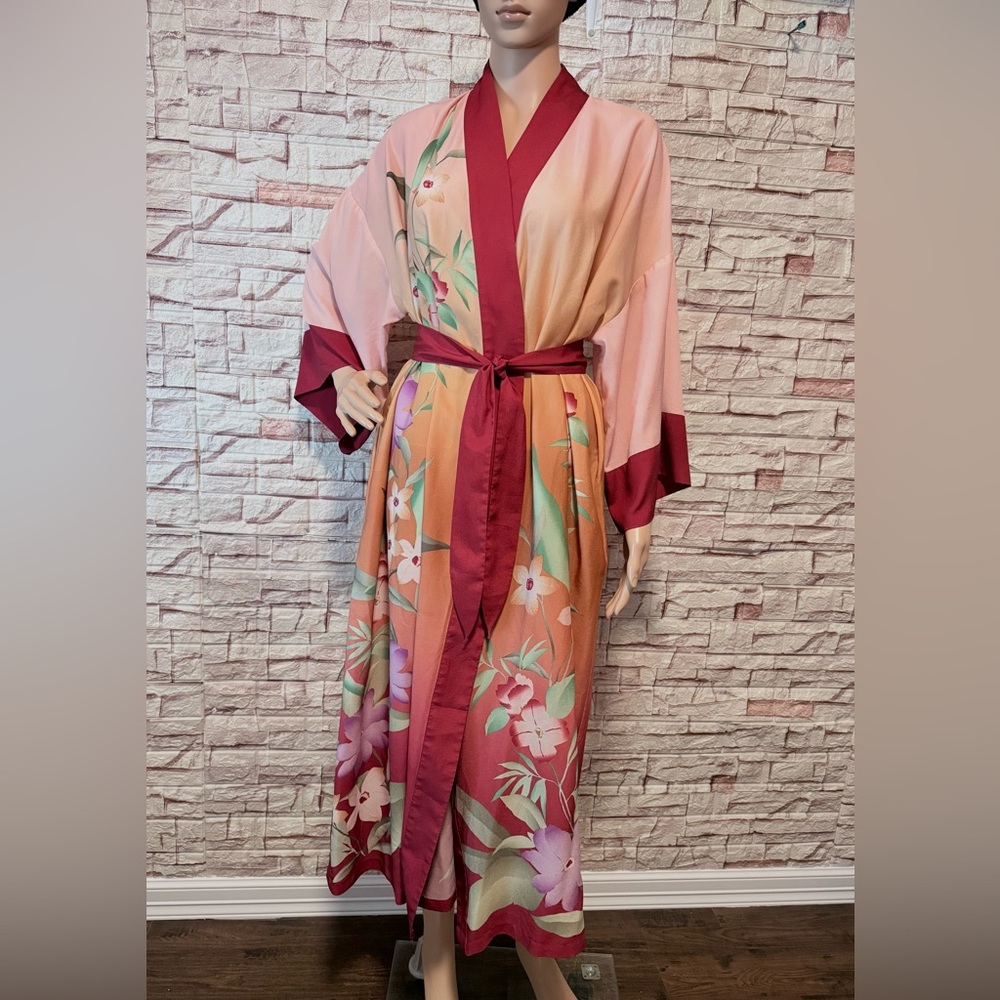 Soft Surroundings Polyester Wrap Robe Kimono Slee… - image 1